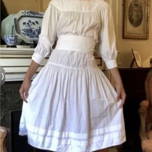 KENZO White and Blue Cotton Dress, puffy sleeves, S-M Sizes. Circa 1970s. RARE